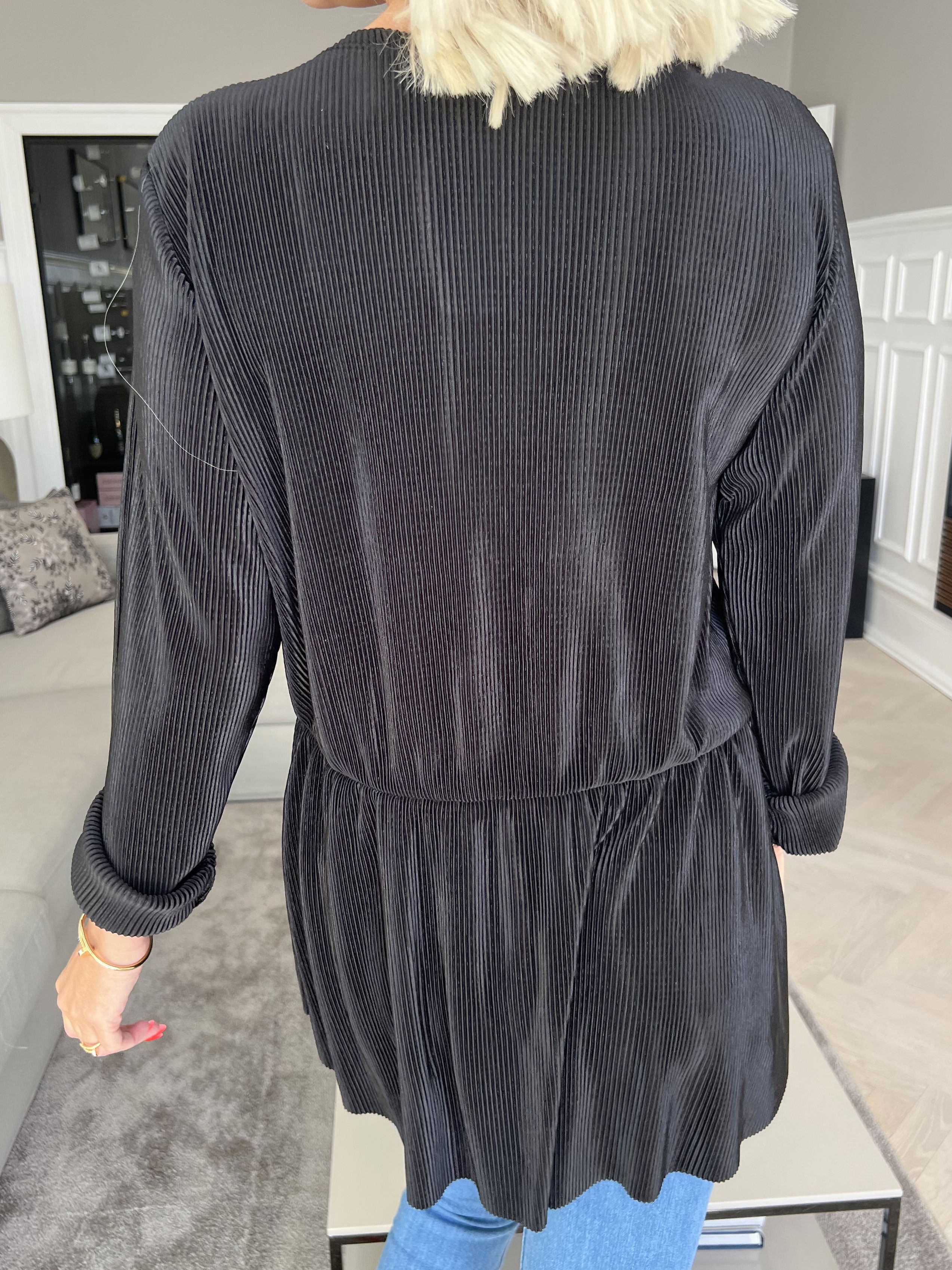 Delfina - Randig långärmad blus med liten kjol